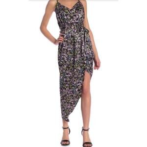 Material Girl Juniors Printed Asymmetrical Satin Dress Size L